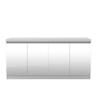 Manhattan Comfort 103652 Viennese 62.99 in. 6- Shelf Buffet Cabinet with Mirrors in White Gloss